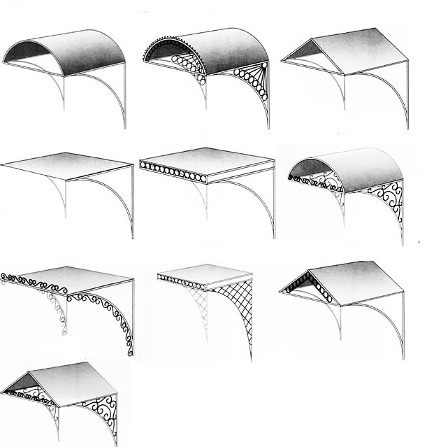 Козырек над дверью своими руками из металла чертежи и фото